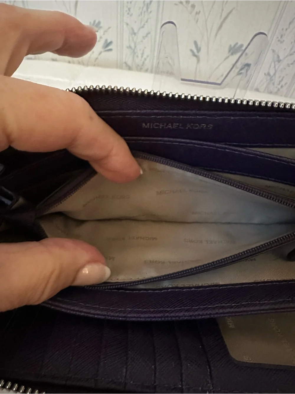 Michael Kors Plum Saffiano Studded Wallet